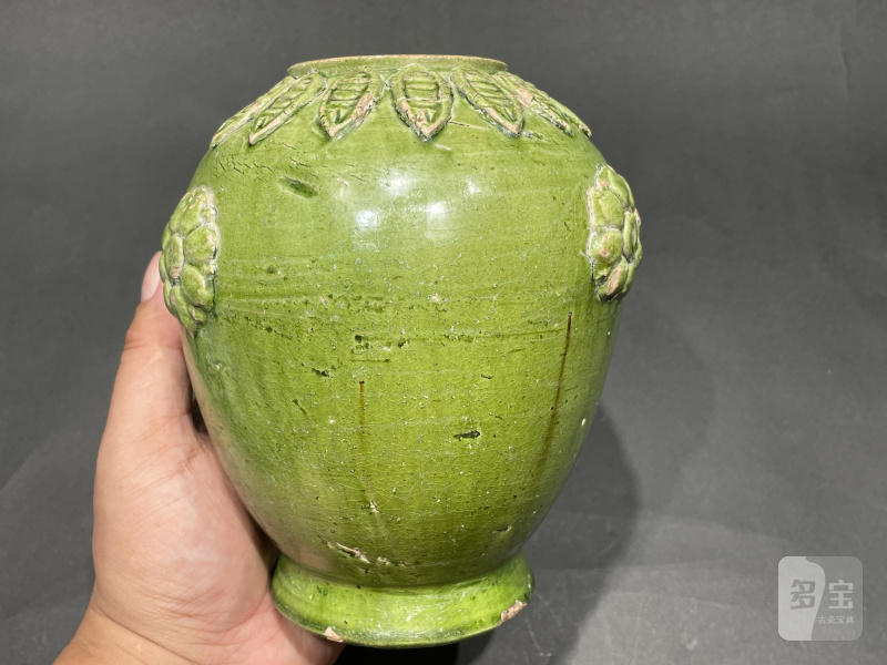 明 巩县窑贴塑宝象花蝉纹罐 - 图2